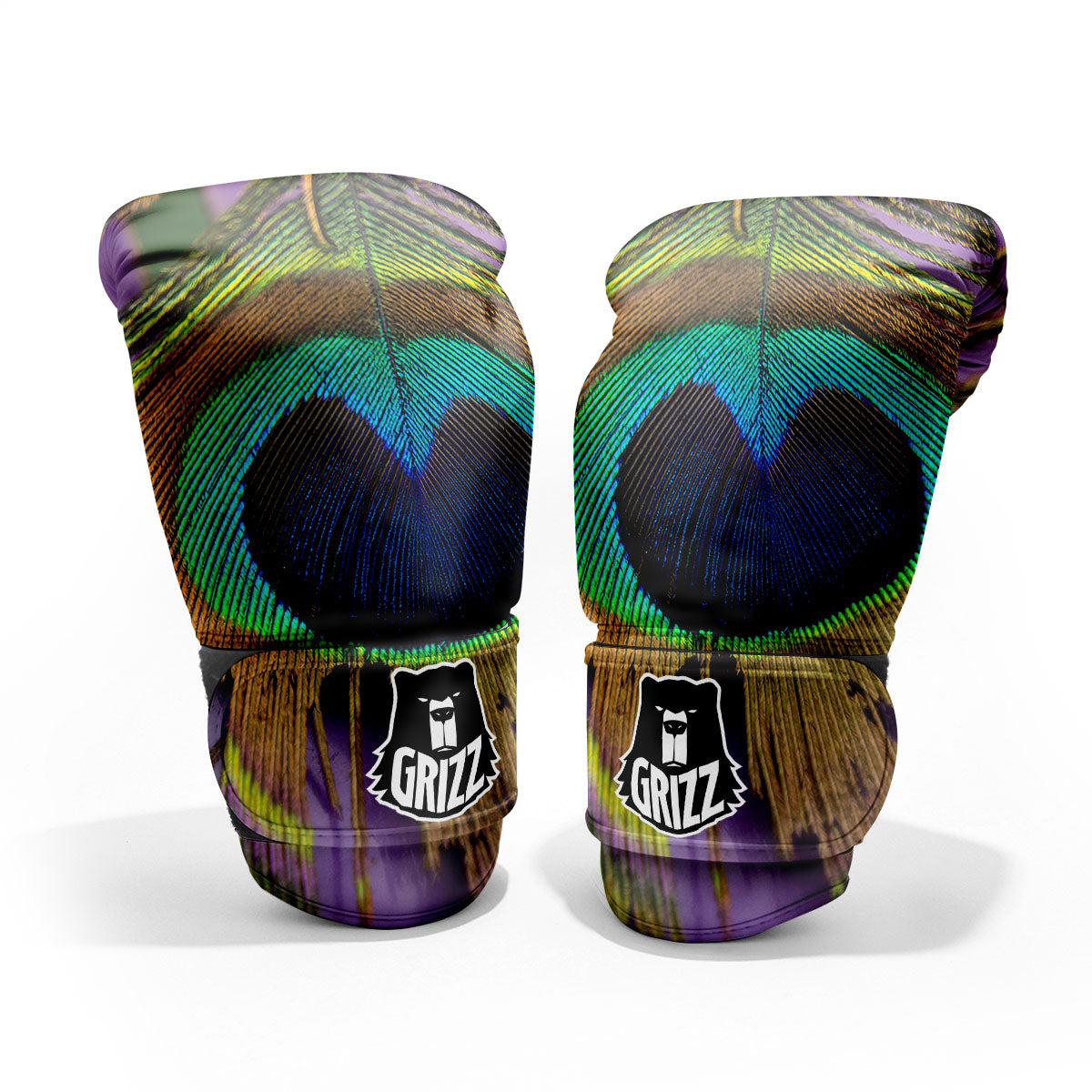 Peacock Feather Purple Bohemian Print Pro Boxing Glove