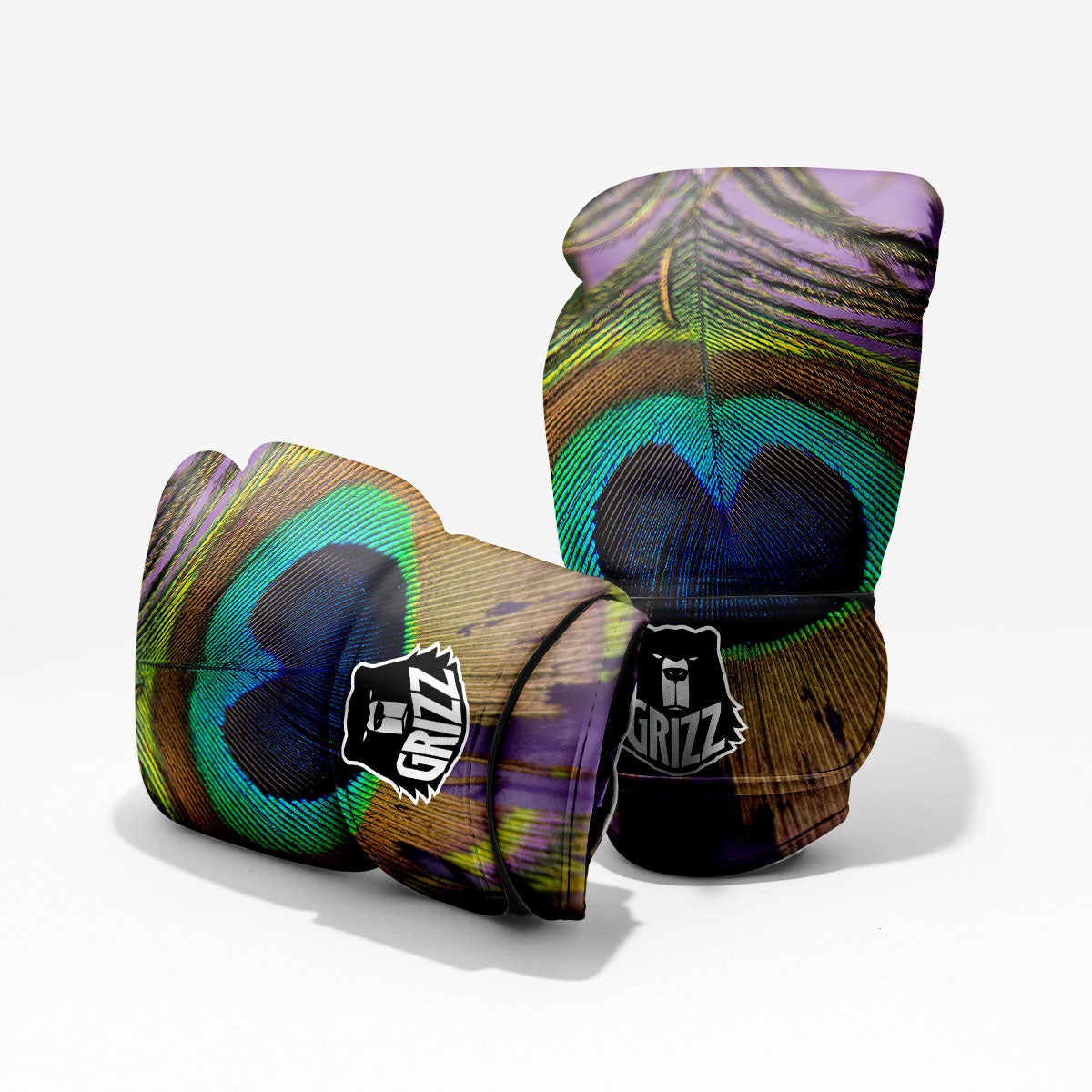 Peacock Feather Purple Bohemian Print Pro Boxing Glove