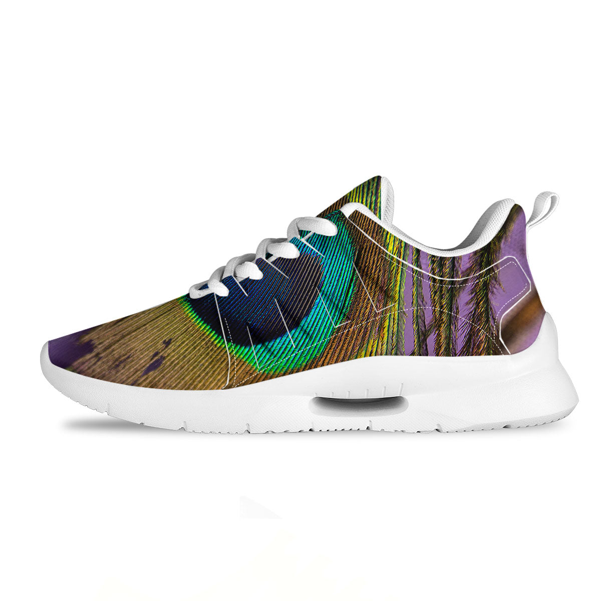 Peacock Feather Purple Bohemian Print Tennis Shoes-grizzshop