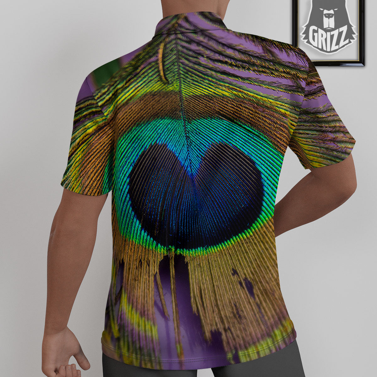 Peacock Feather Purple Bohemian Print Untucked Shirts-grizzshop