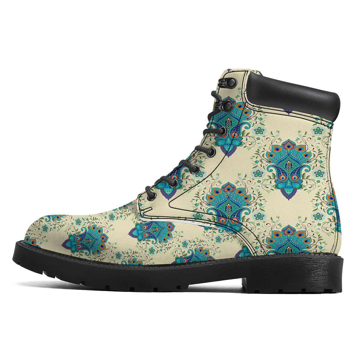 Peacock Feather Vintage Print Pattern Boots-grizzshop