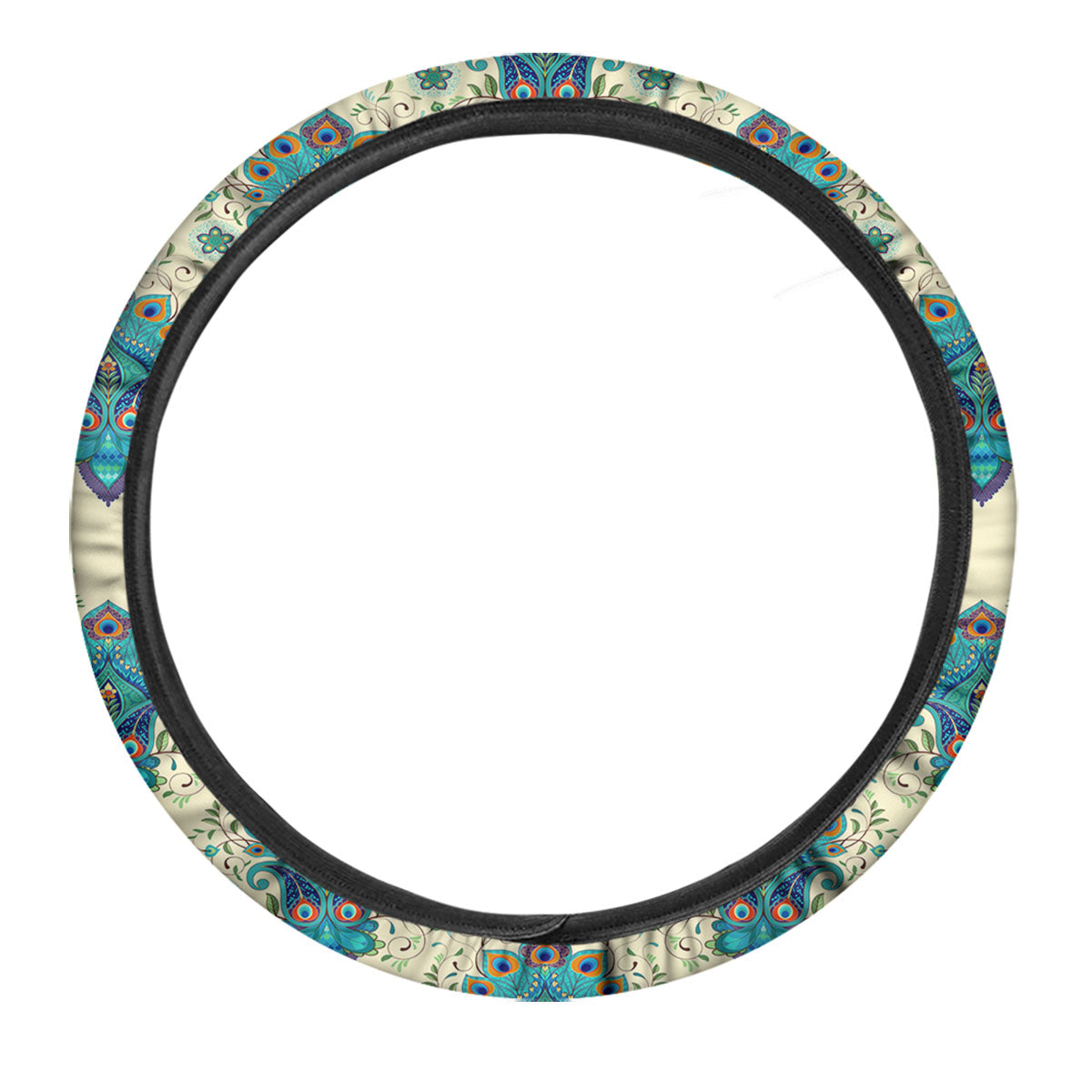 Peacock Feather Vintage Print Pattern Car Steering Wheel Cover-grizzshop