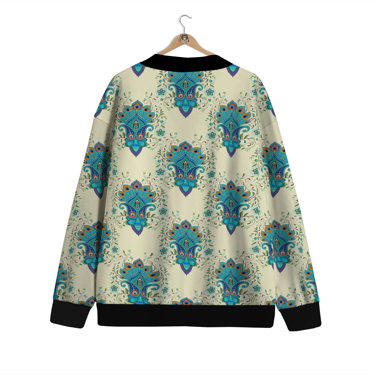 Peacock Feather Vintage Print Pattern Cardigan-grizzshop