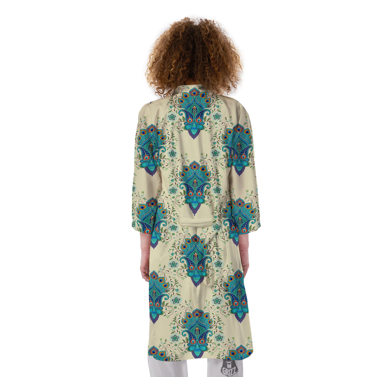 Peacock Feather Vintage Print Pattern Kimono-grizzshop