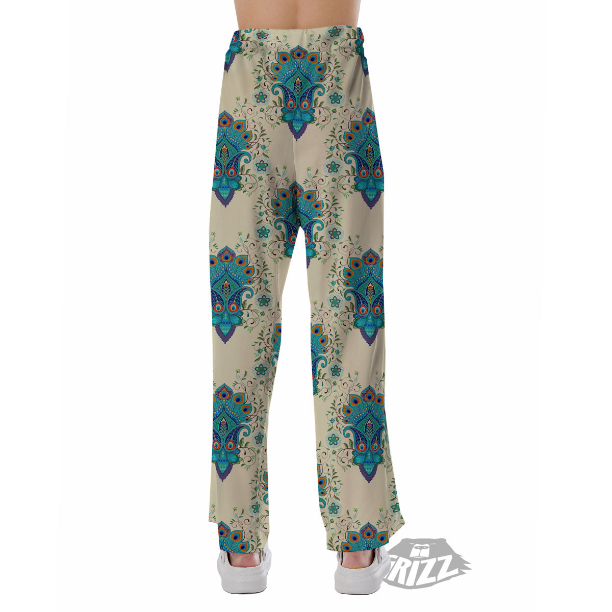 Peacock Feather Vintage Print Pattern Pajama Pants-grizzshop