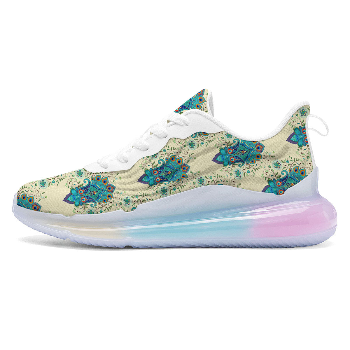 Peacock Feather Vintage Print Pattern Running Sneakers-grizzshop