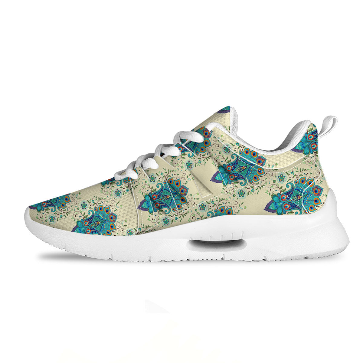 Peacock Feather Vintage Print Pattern Tennis Shoes-grizzshop