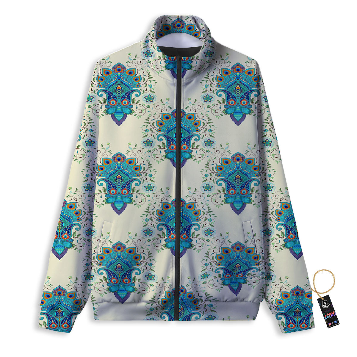 Peacock Feather Vintage Print Pattern Track Jacket-grizzshop
