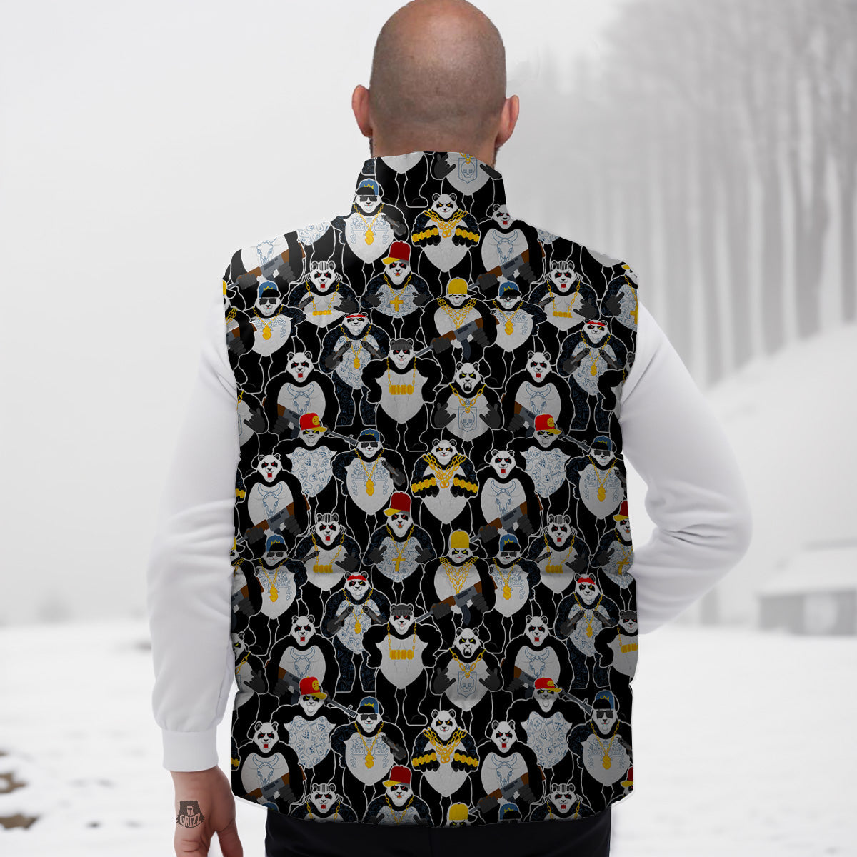 Peacock Rose Pattern Print Down Vest-grizzshop