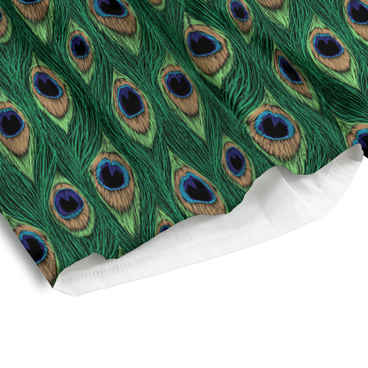 Peacock Tail Print Men's Athletic Shorts