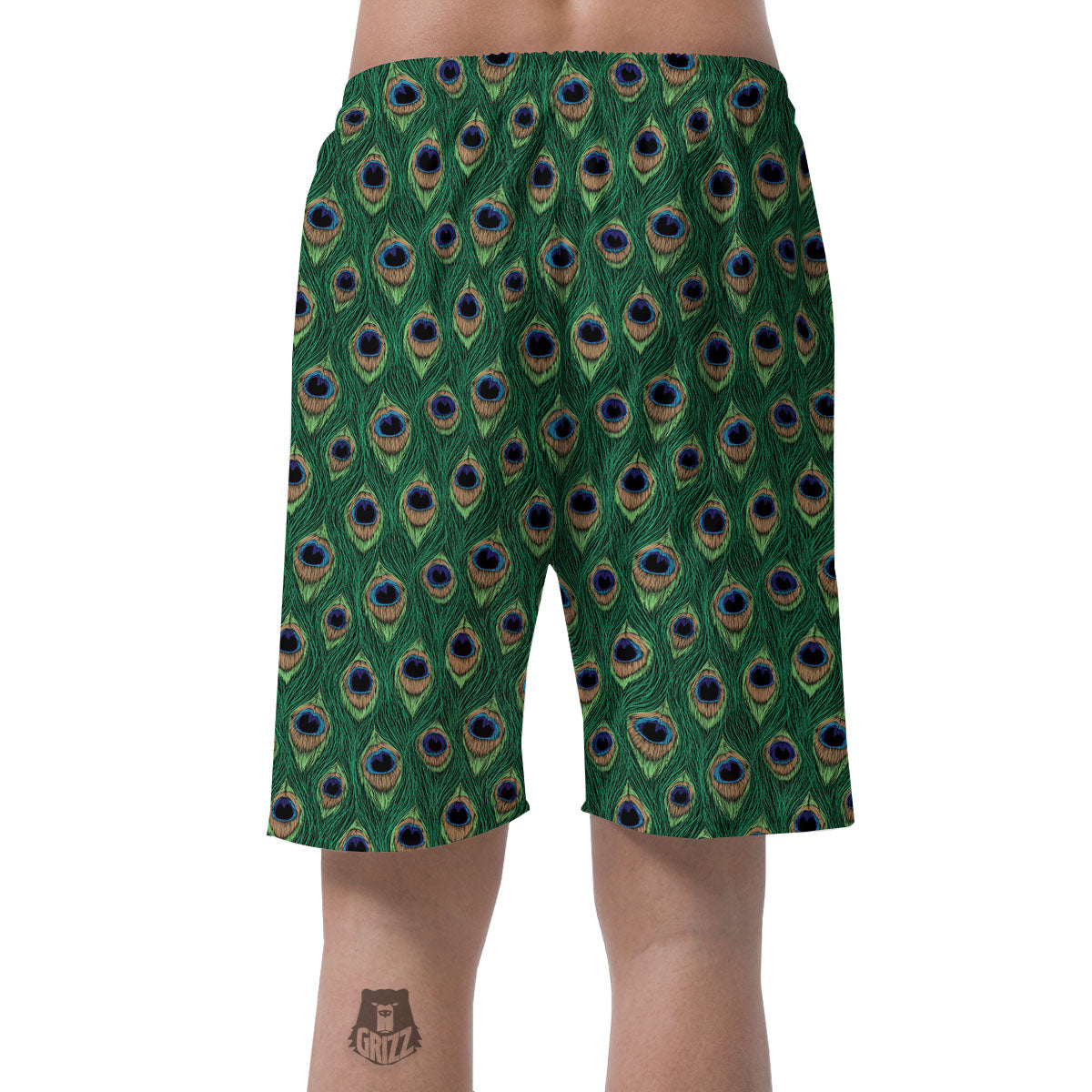 Peacock Tail Print Men's Shorts-grizzshop