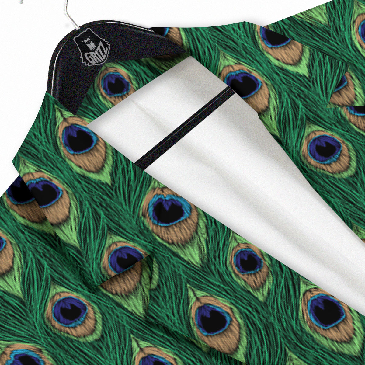 Peacock Tail Print Men's Sport Coat-grizzshop