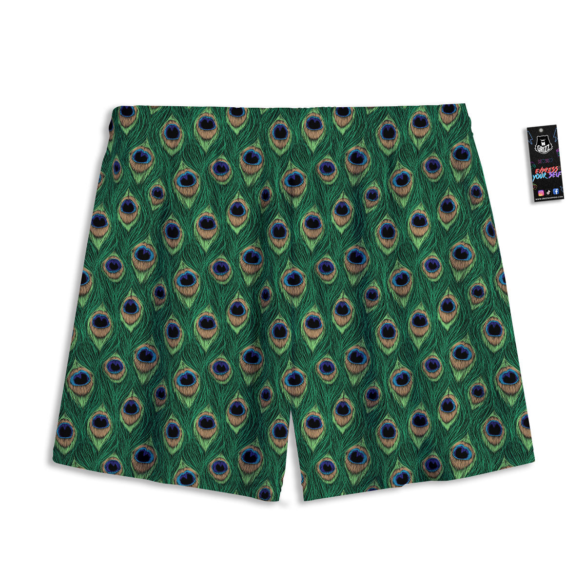 Peacock Tail Print Mesh Shorts
