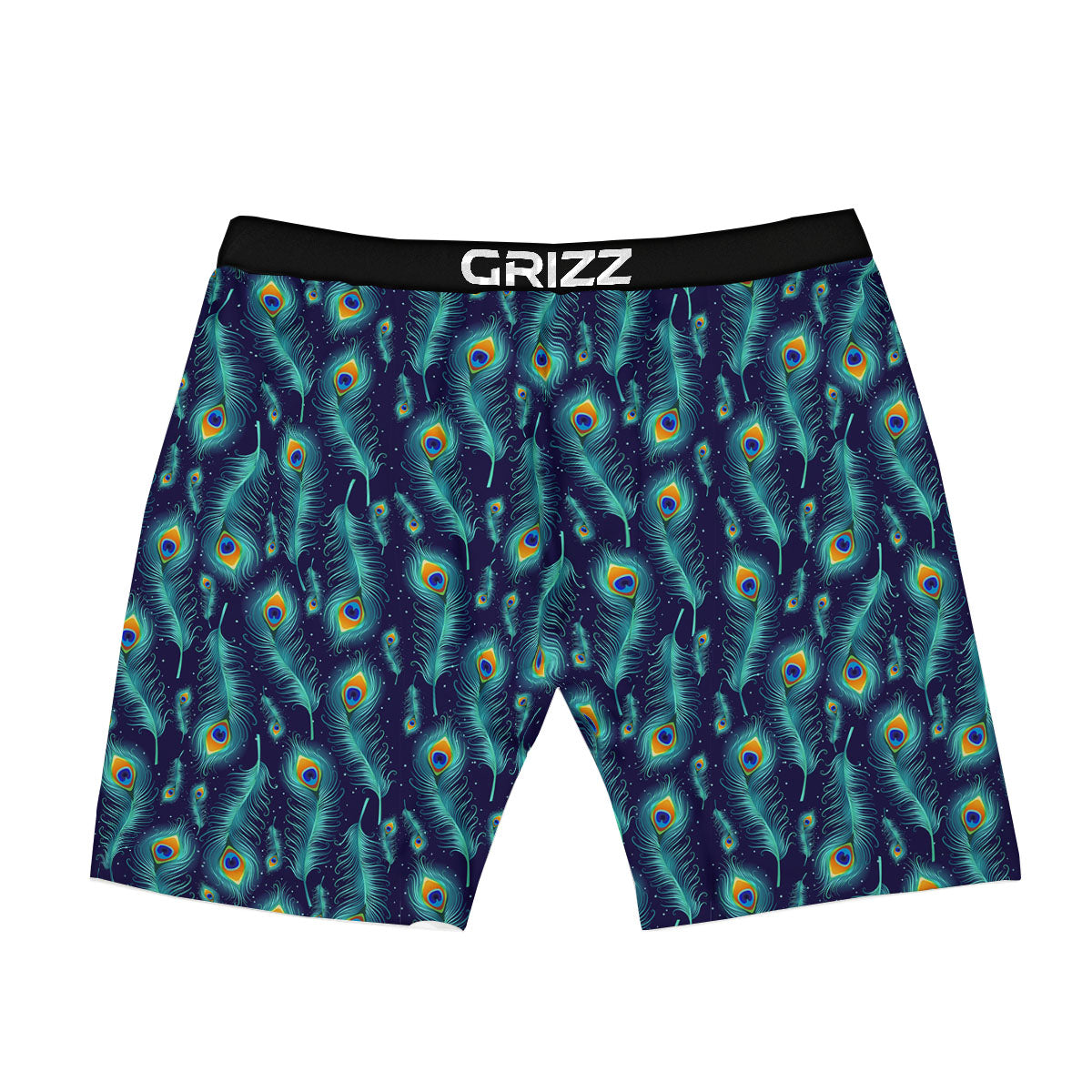 Peacock Tail Print Pattern Boxer Briefs-grizzshop