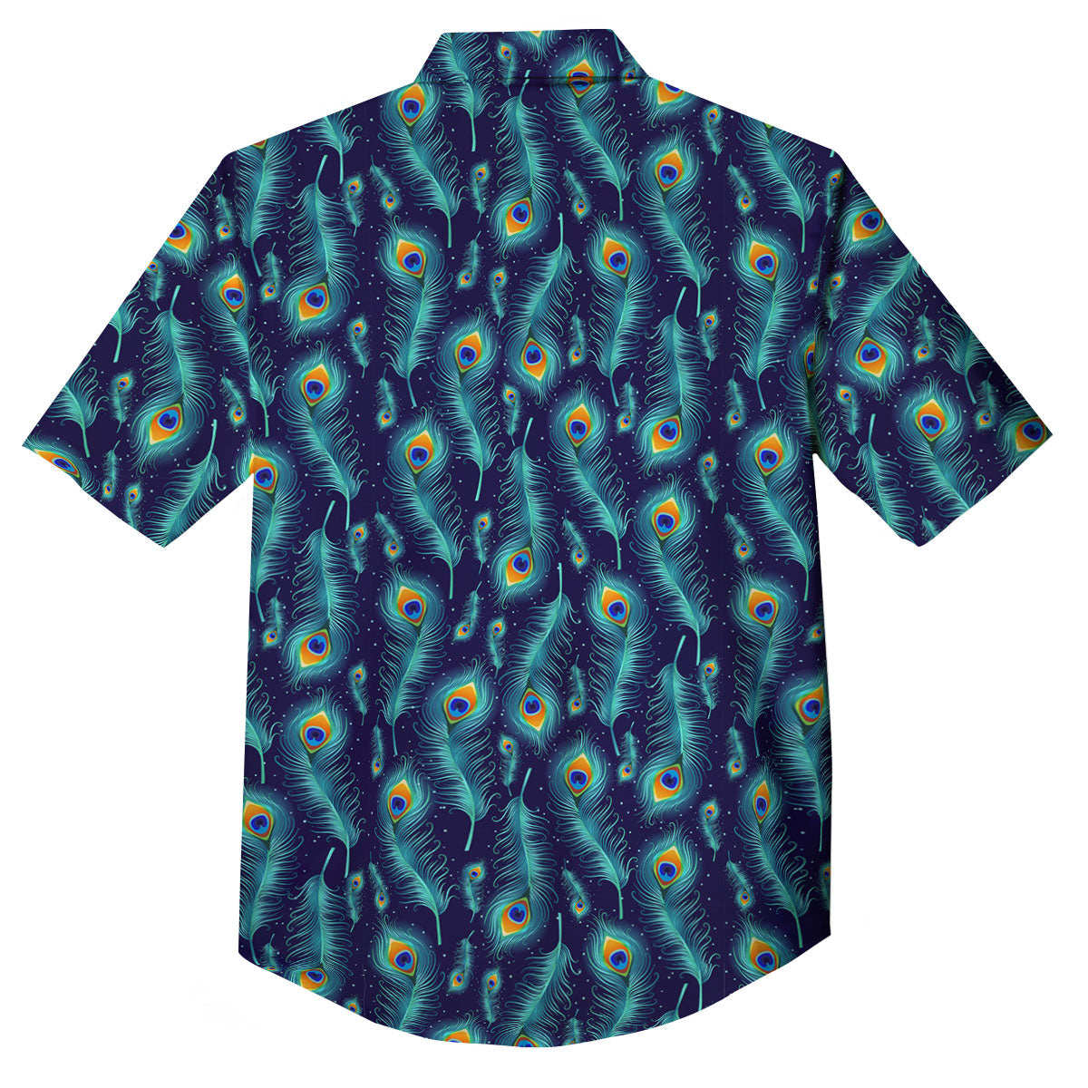 Peacock Tail Print Pattern Button Up Shirt-grizzshop