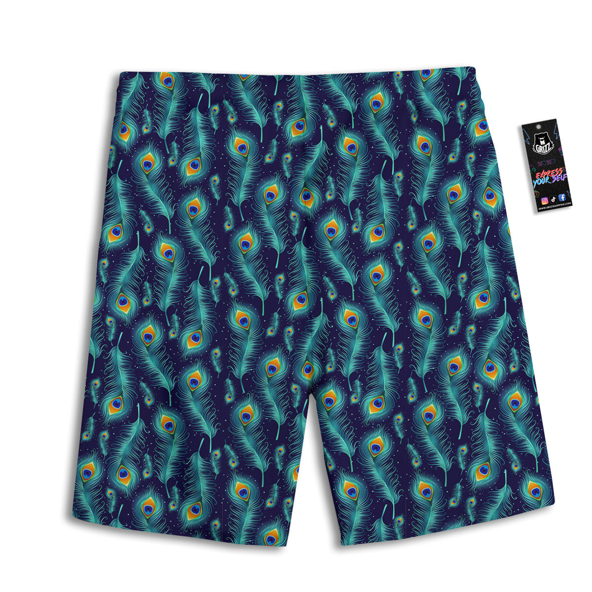 Peacock Tail Print Pattern Men's Athletic Shorts