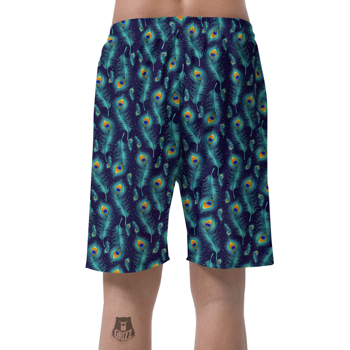 Peacock Tail Print Pattern Men's Shorts-grizzshop