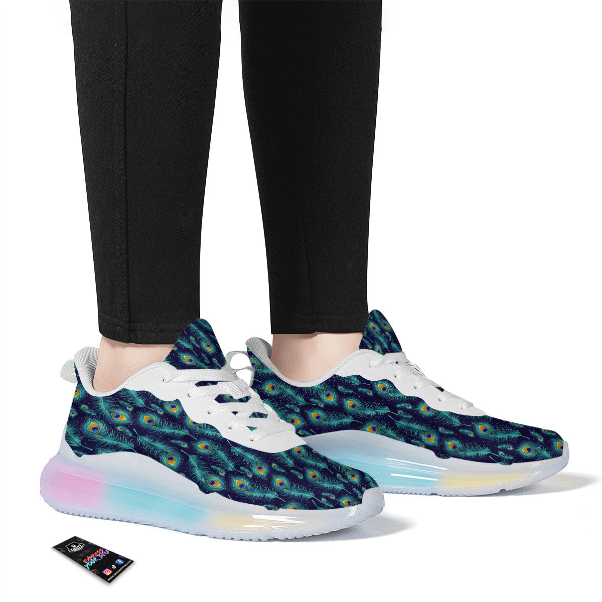 Peacock Tail Print Pattern Running Sneakers-grizzshop