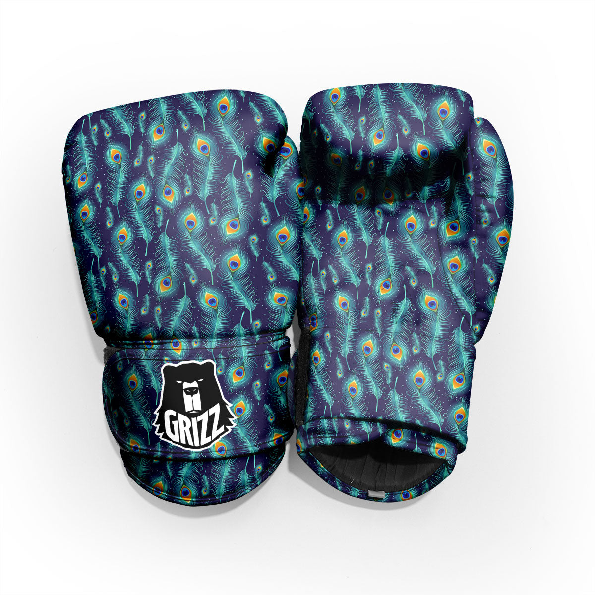 Peacock Tail Print Pattern Sparring Gloves-grizzshop