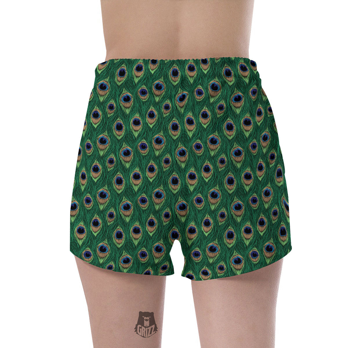 Peacock Tail Print Women's Shorts-grizzshop