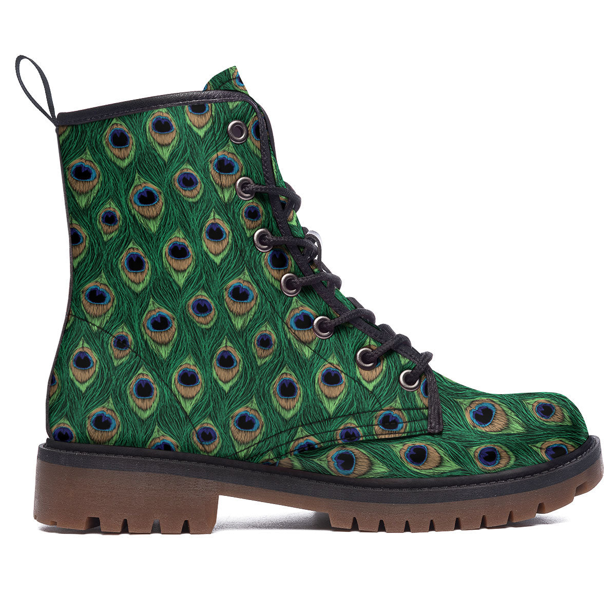 Peacock Tail Print Work Boots-grizzshop