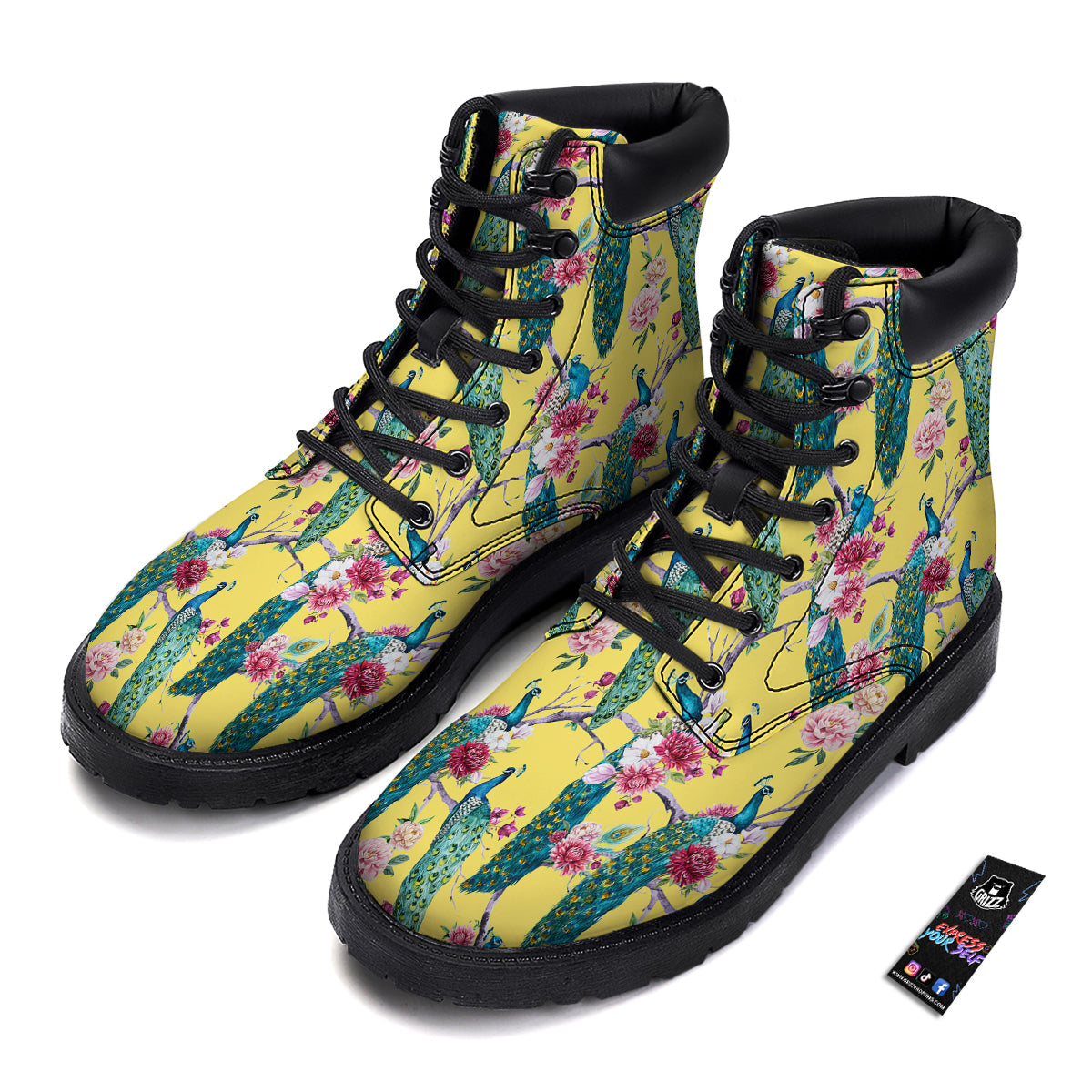 Pattern Print Colorful Pencil Men Women Leather Boots