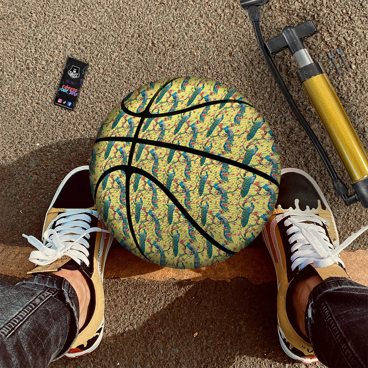 Peacock Cherry Blossom Print Basketball