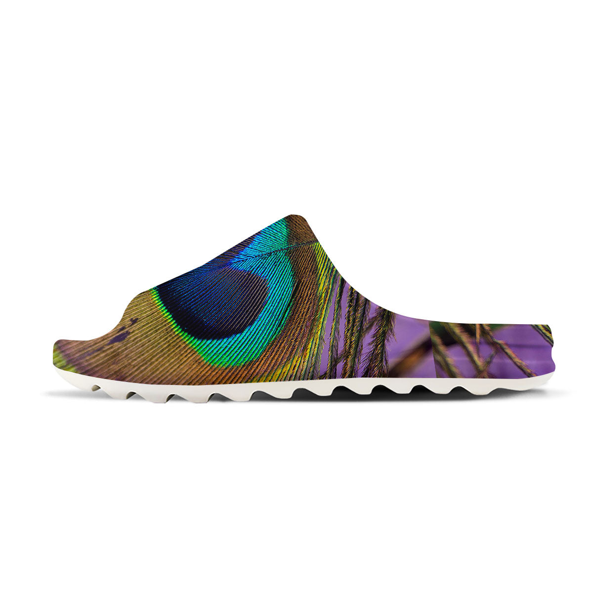 Peacock Feather Purple Bohemian Print Sandals-grizzshop