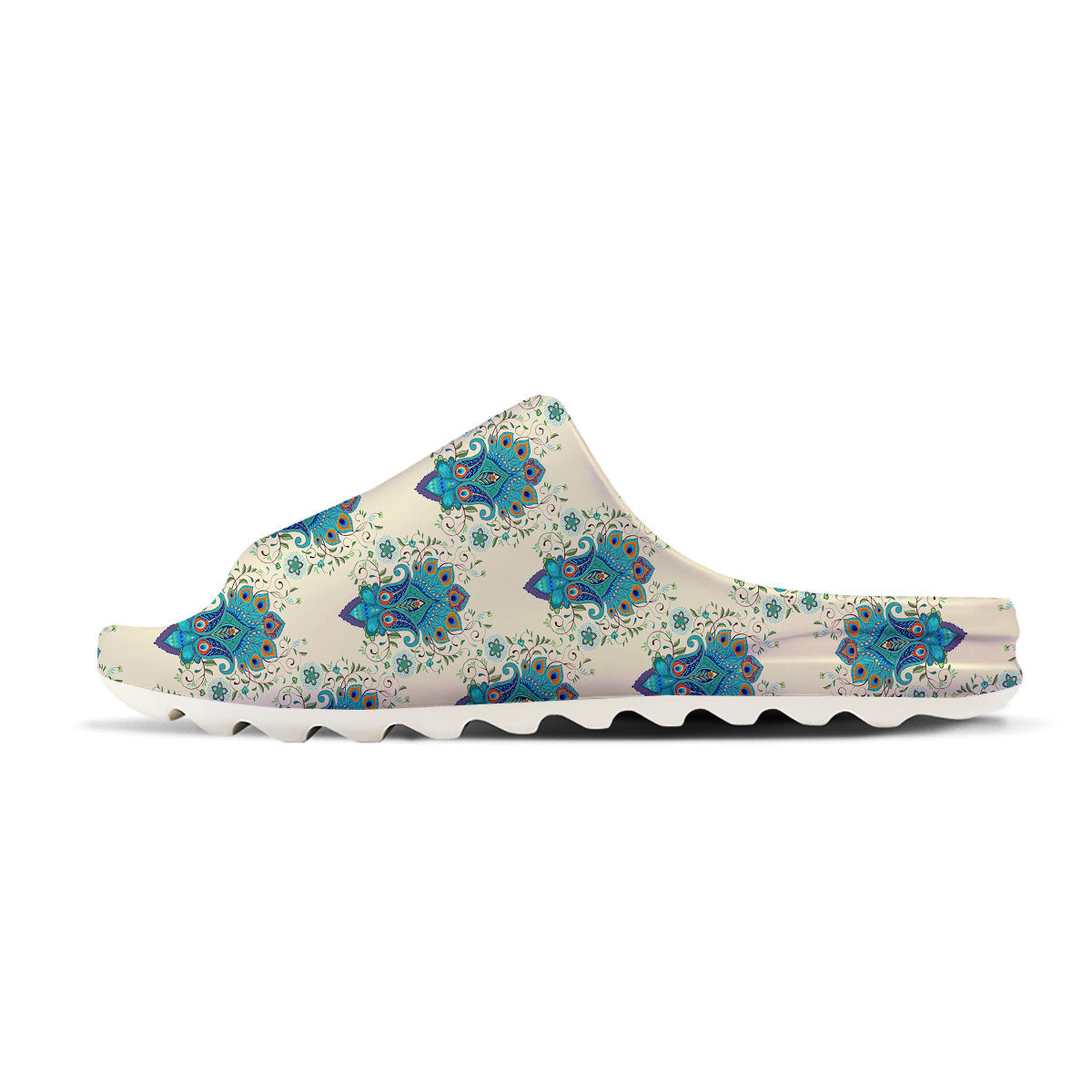 Peacock Feather Vintage Print Pattern Sandals-grizzshop