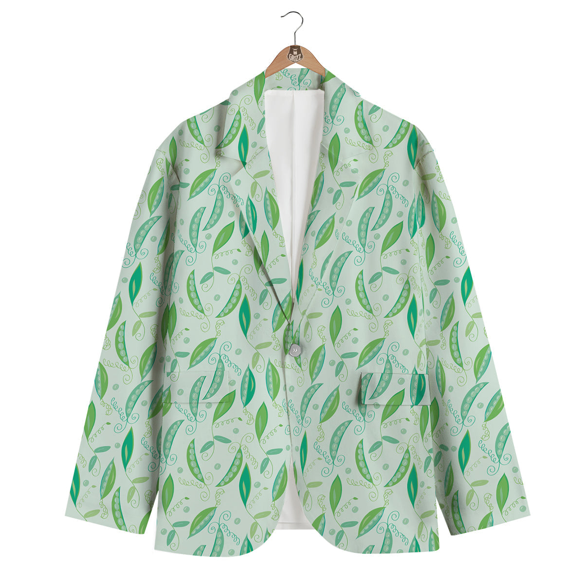 Peas Green Leaf Print Pattern Men's Blazer-grizzshop