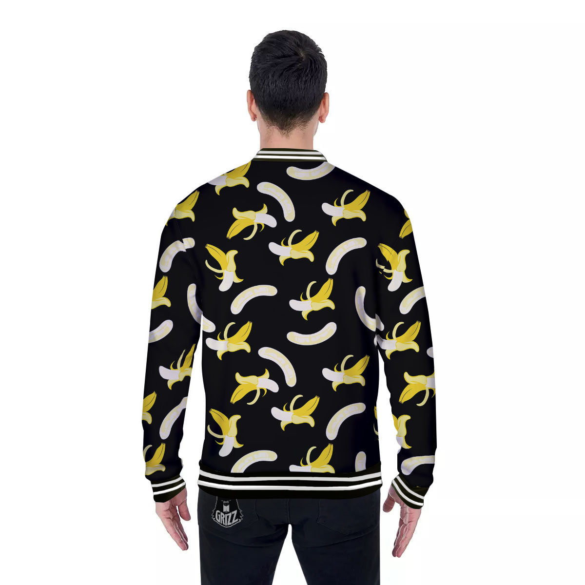 Peeled Banana Print Pattern Baseball Jacket-grizzshop