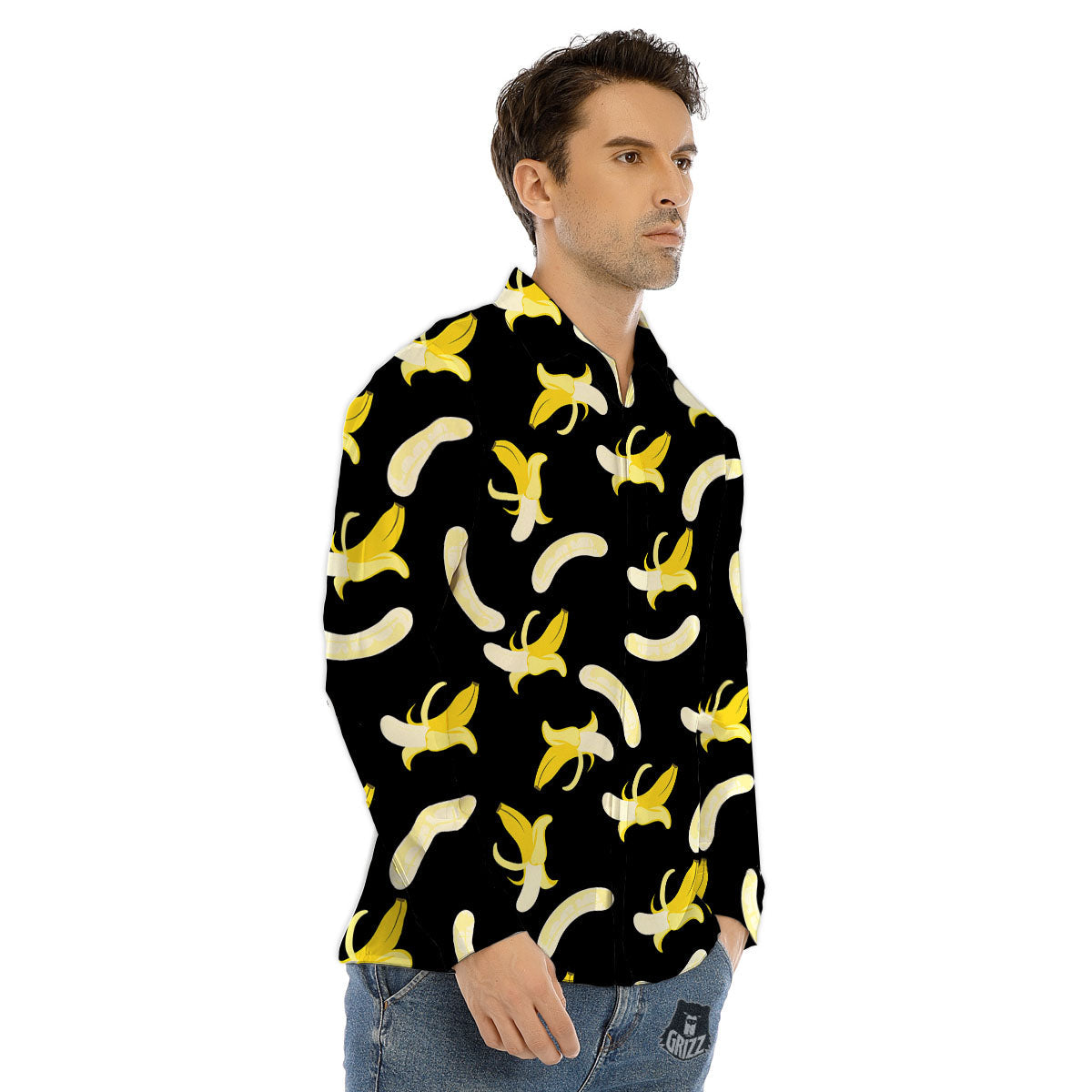Peeled Banana Print Pattern Men's Dress Shirts-grizzshop