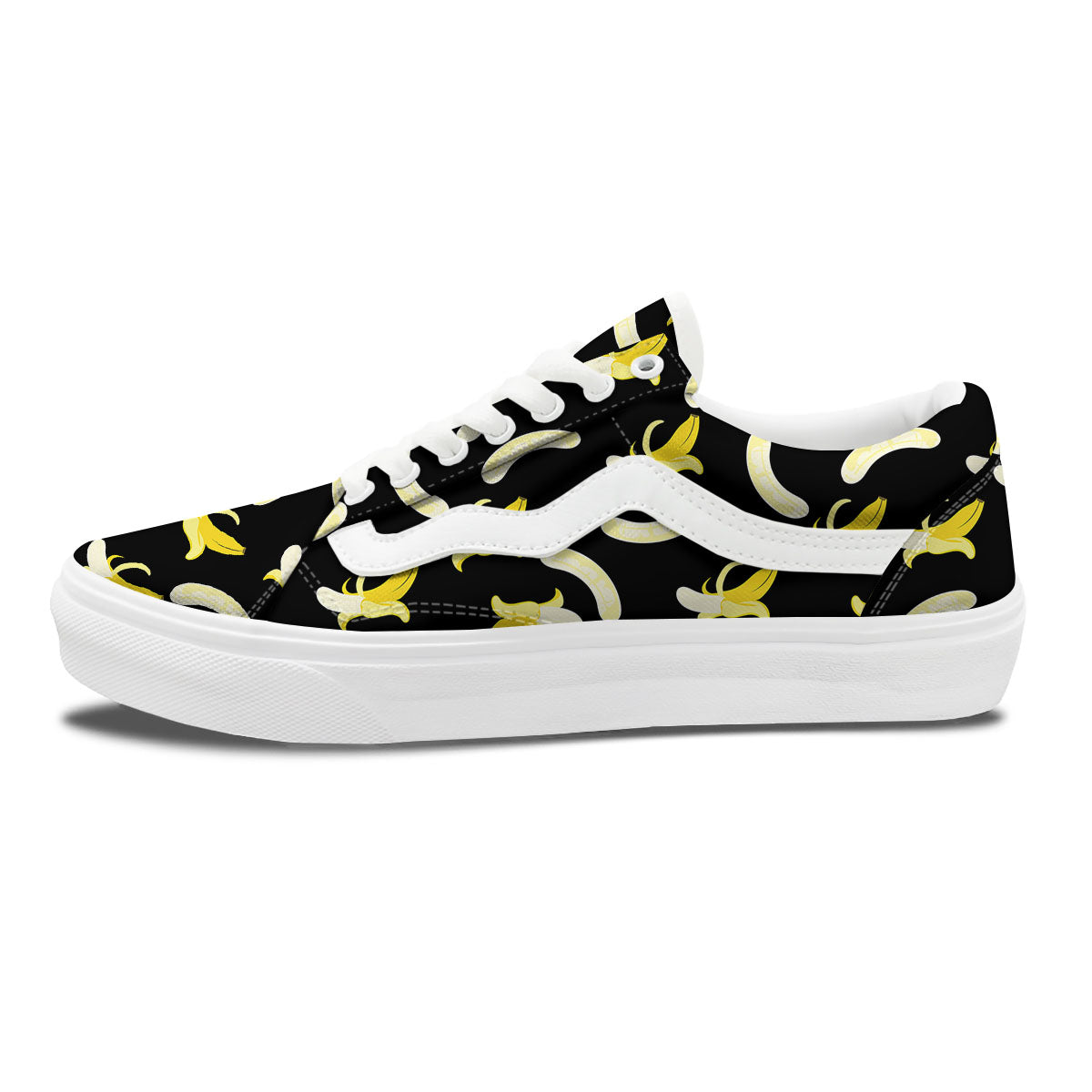 Peeled Banana Print Pattern Skate Shoes-grizzshop