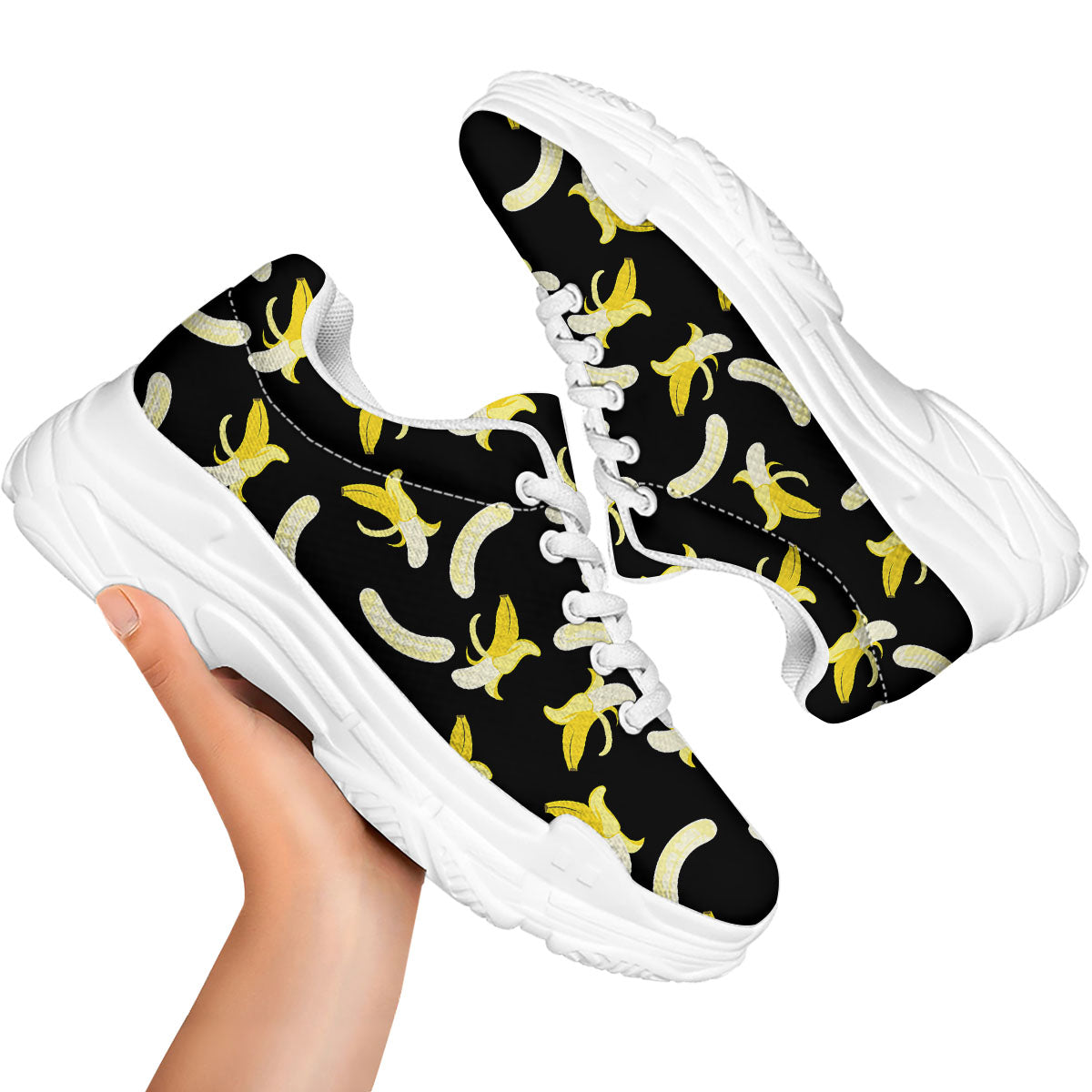 Peeled Banana Print Pattern White Chunky Shoes-grizzshop
