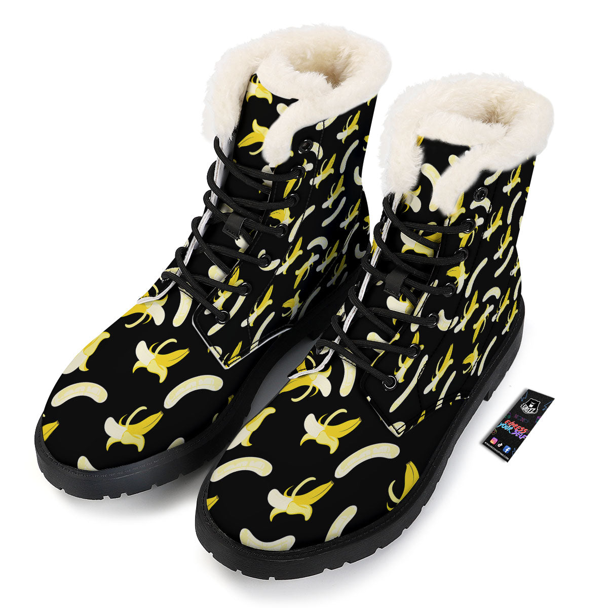 Peeled Banana Print Pattern Winter Boots-grizzshop