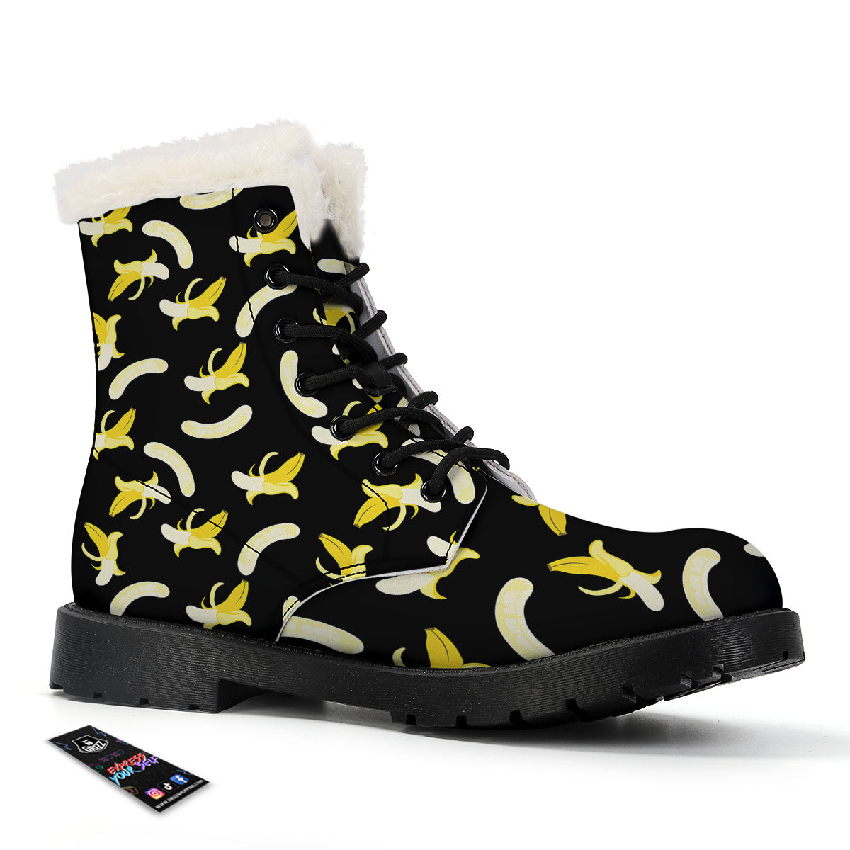 Peeled Banana Print Pattern Winter Boots-grizzshop