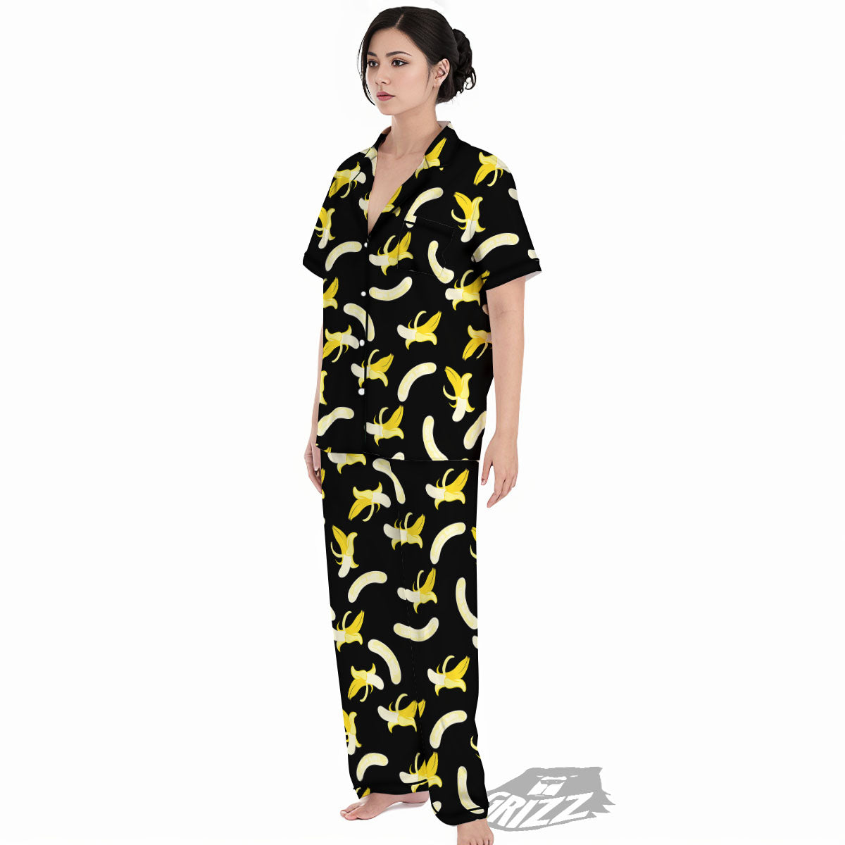 Peeled Banana Print Pattern Women's Pajamas Set-grizzshop