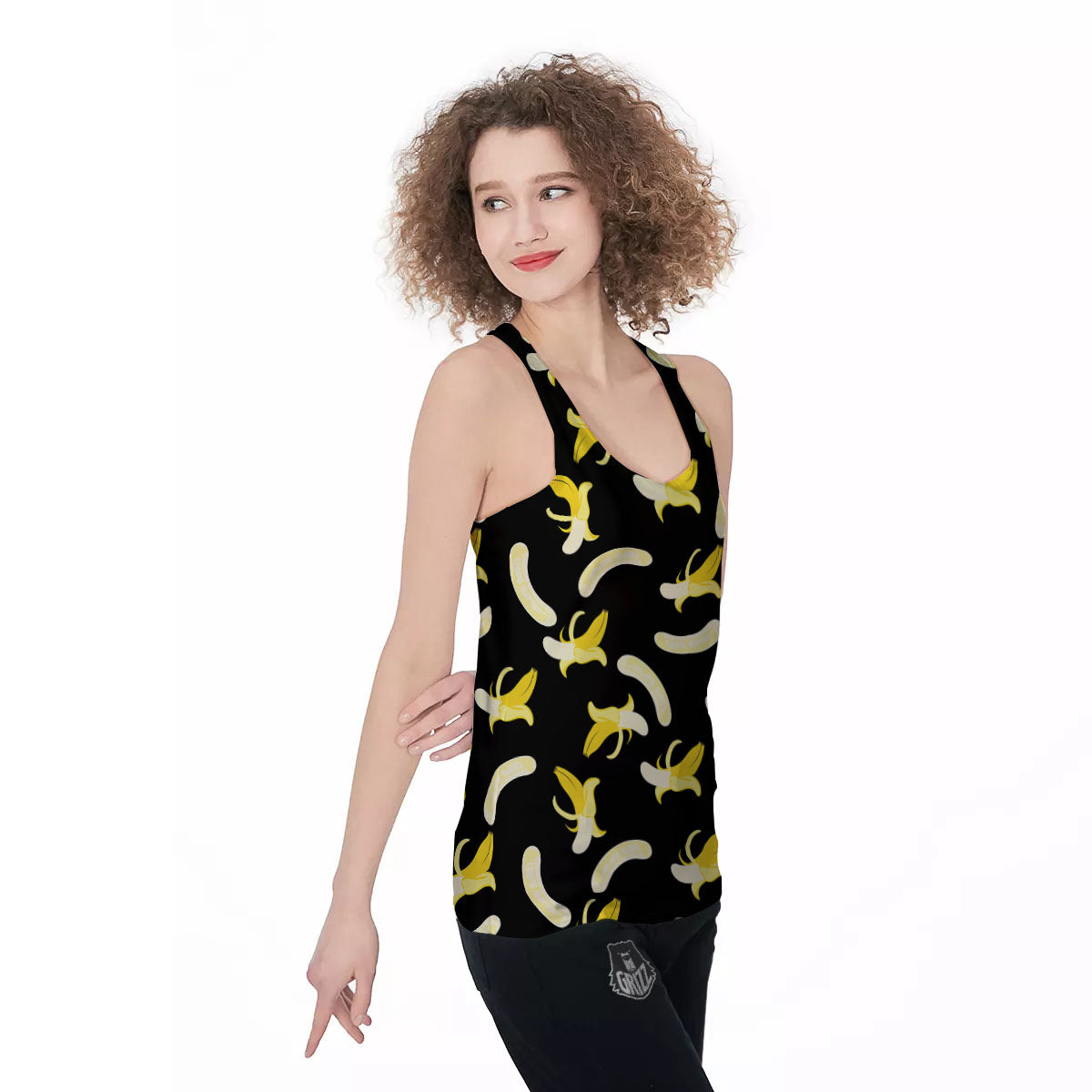 Peeled Banana Print Pattern Women's Racerback Tank Top-grizzshop