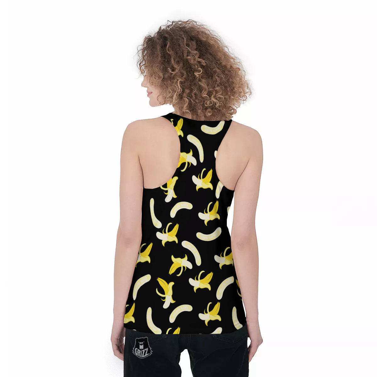 Peeled Banana Print Pattern Women's Racerback Tank Top-grizzshop