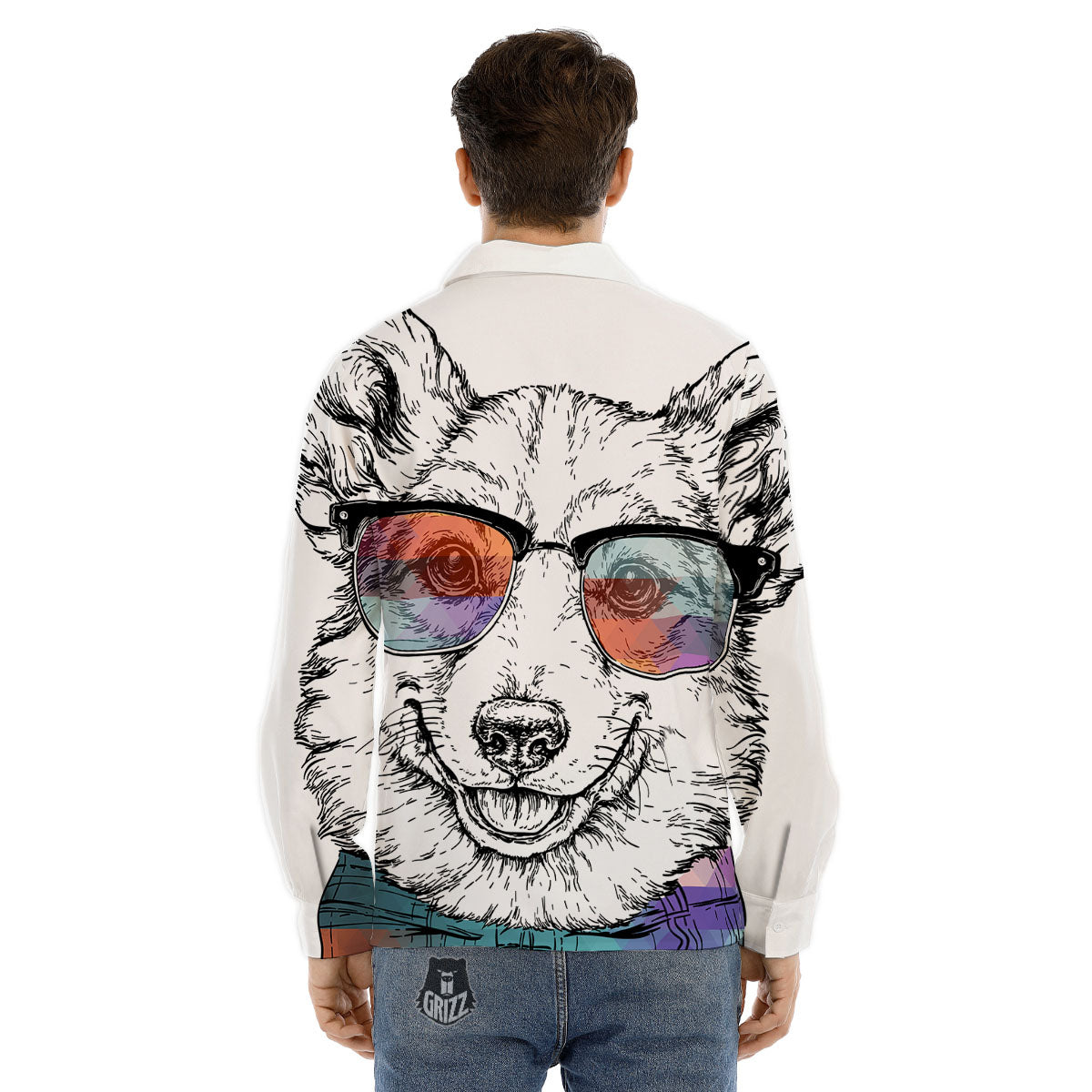 Pembroke Welsh Corgi Hipster Print Men's Dress Shirts-grizzshop