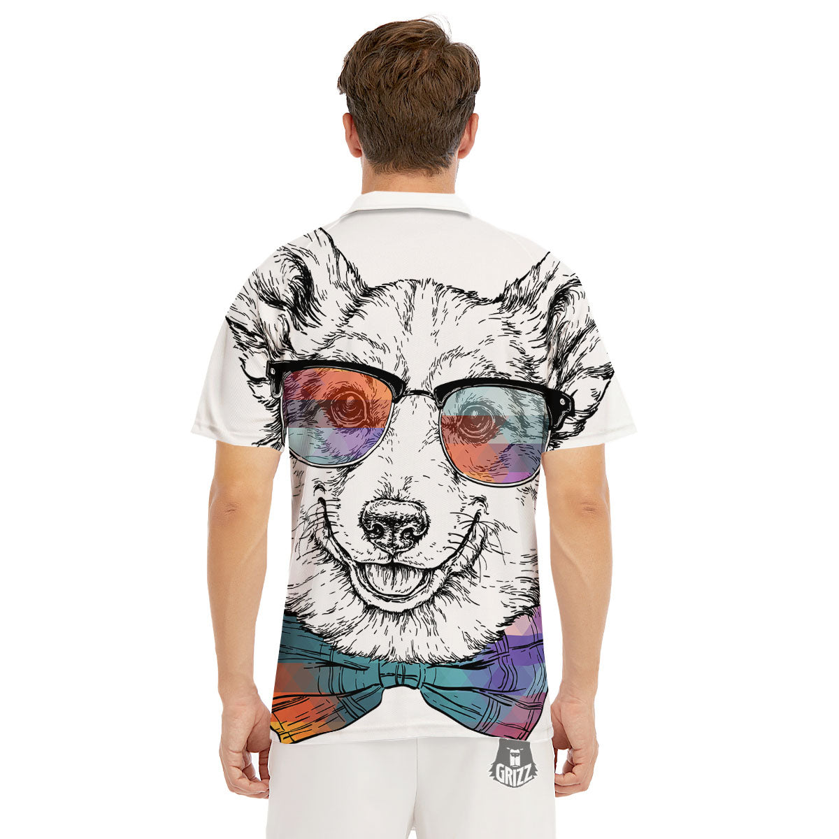 Pembroke Welsh Corgi Hipster Print Men's Golf Shirts-grizzshop