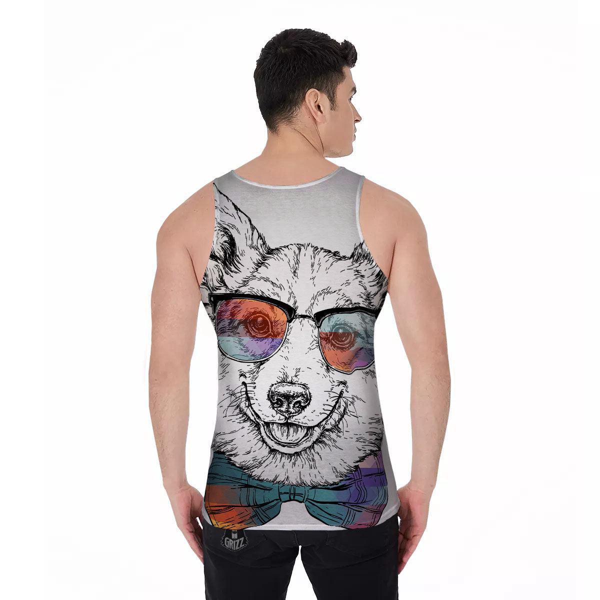 Pembroke Welsh Corgi Hipster Print Men's Tank Top-grizzshop