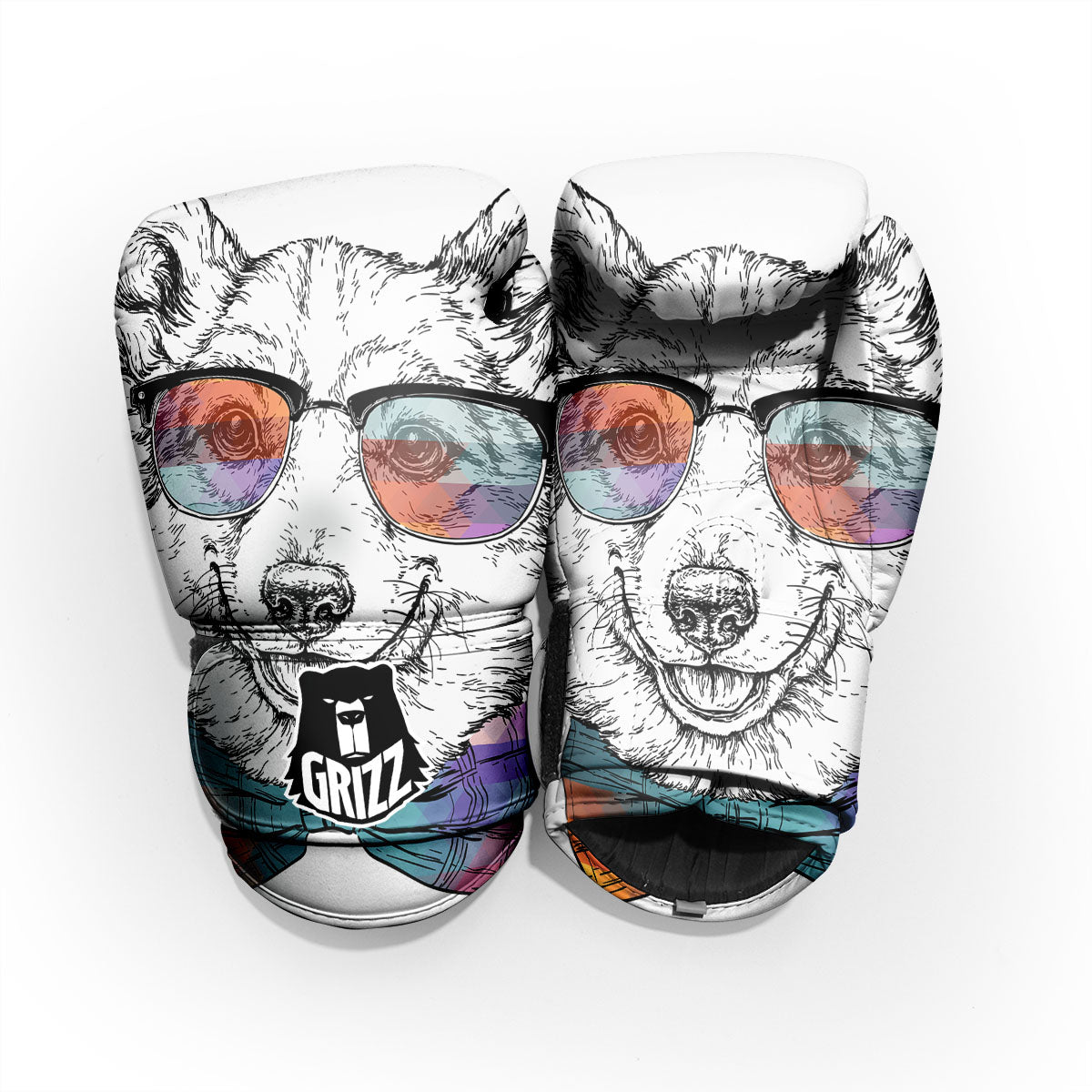 Pembroke Welsh Corgi Hipster Print Pro Boxing Glove