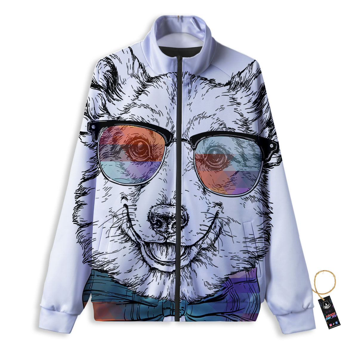 Pembroke Welsh Corgi Hipster Print Track Jacket-grizzshop