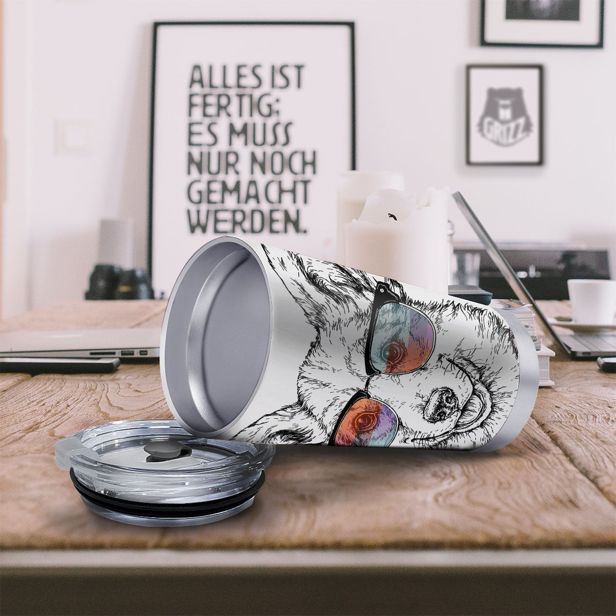 Pembroke Welsh Corgi Hipster Print Tumbler-grizzshop