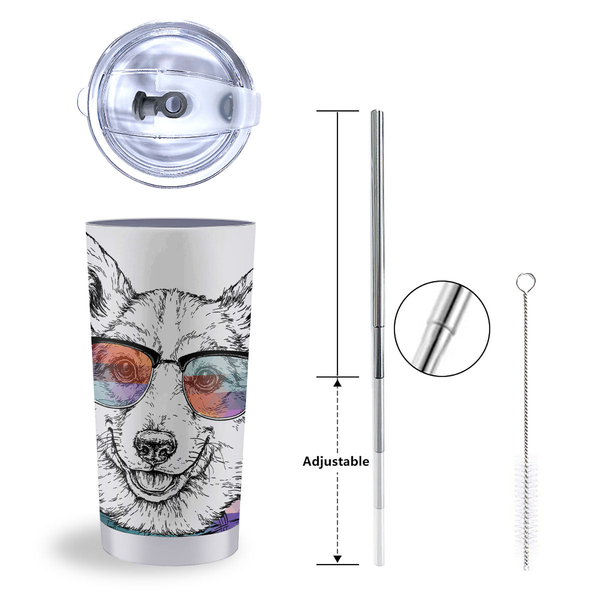 Pembroke Welsh Corgi Hipster Print Tumbler-grizzshop