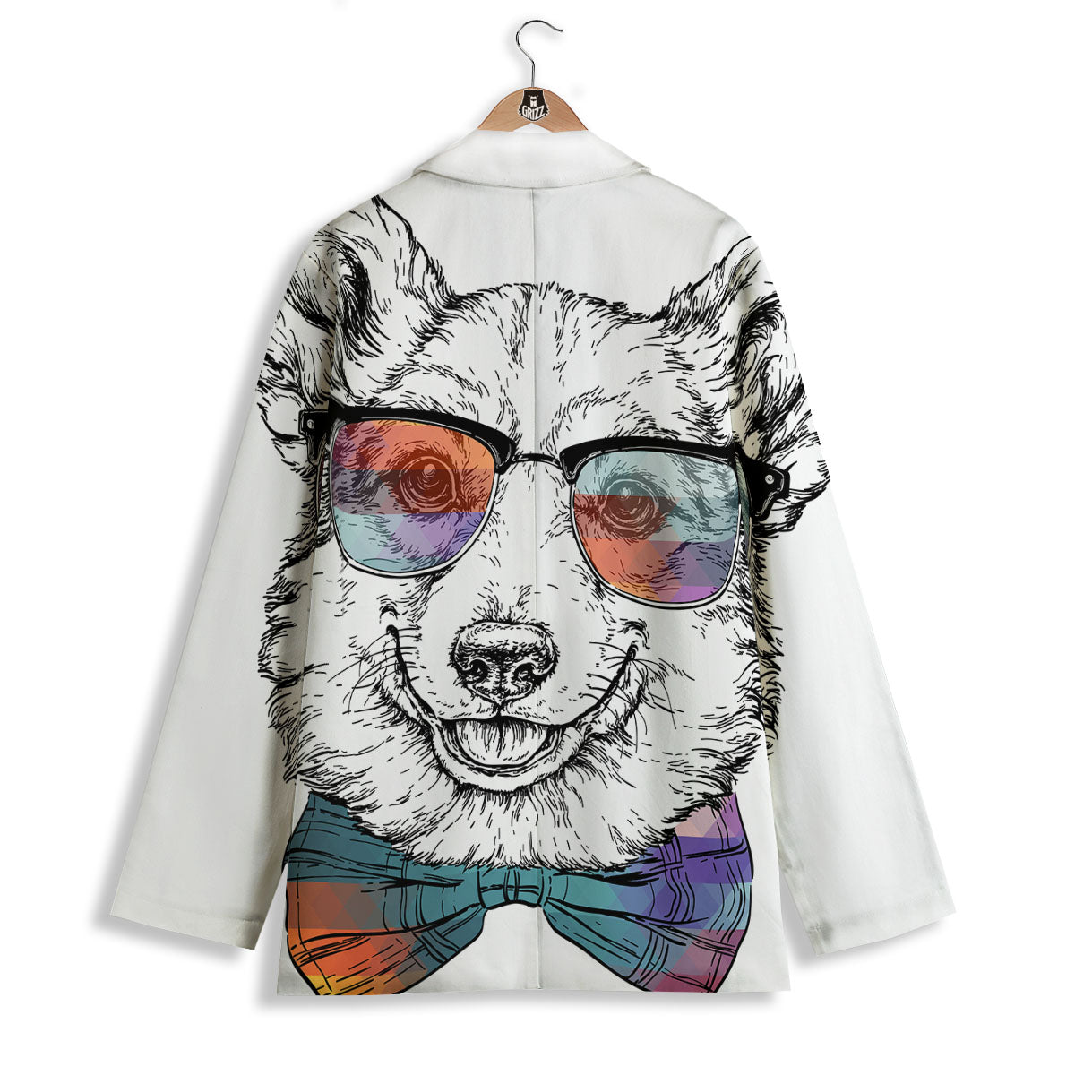 Pembroke Welsh Corgi Hipster Print Women's Blazer-grizzshop
