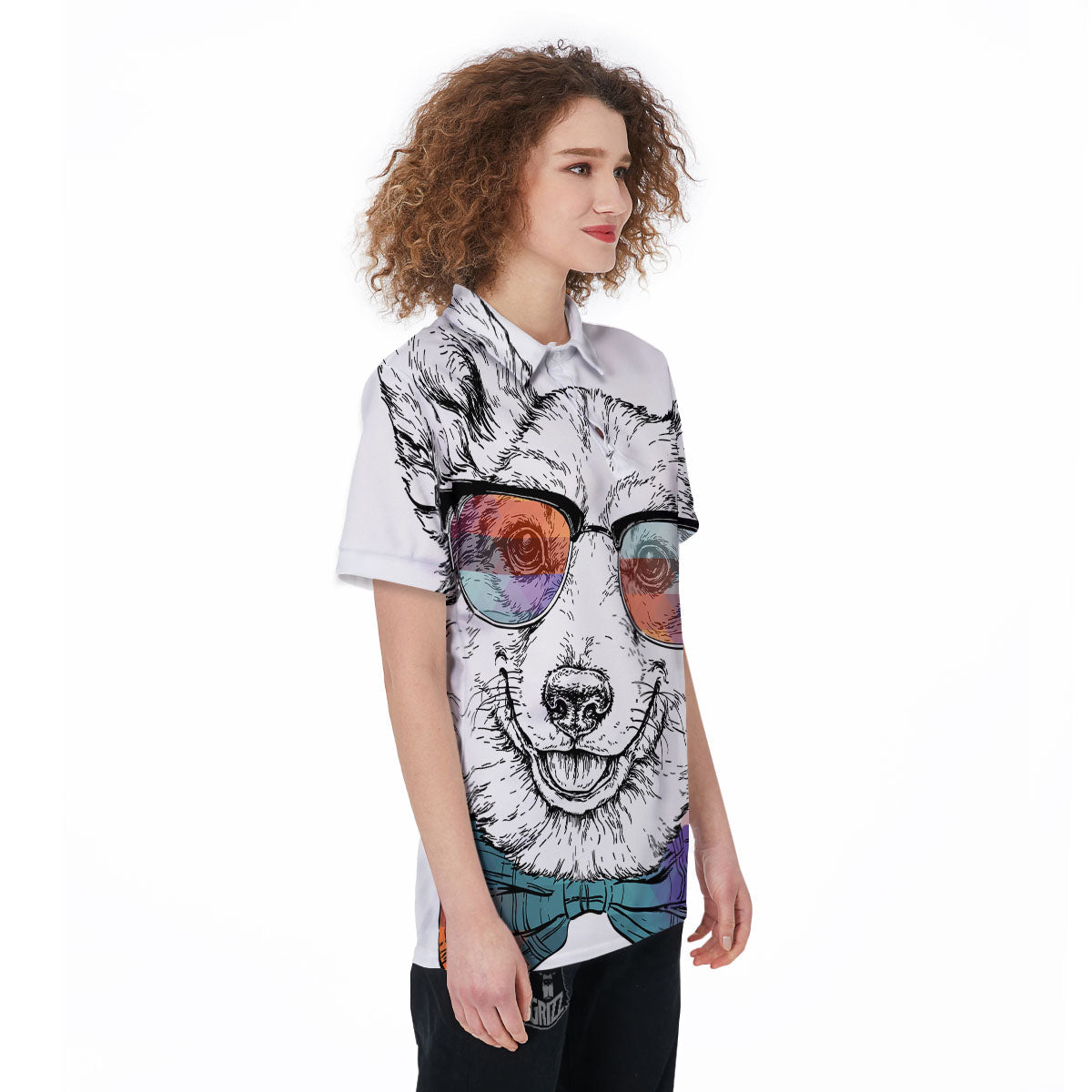 Pembroke Welsh Corgi Hipster Print Women's Golf Shirts-grizzshop
