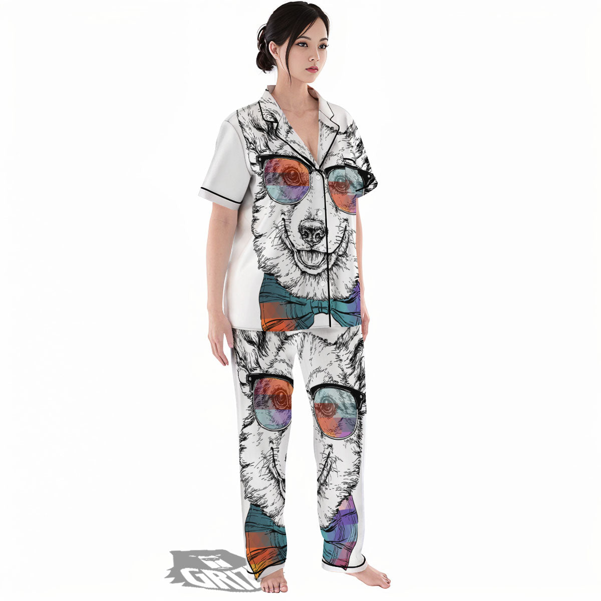 Pembroke Welsh Corgi Hipster Print Women's Pajamas Set-grizzshop