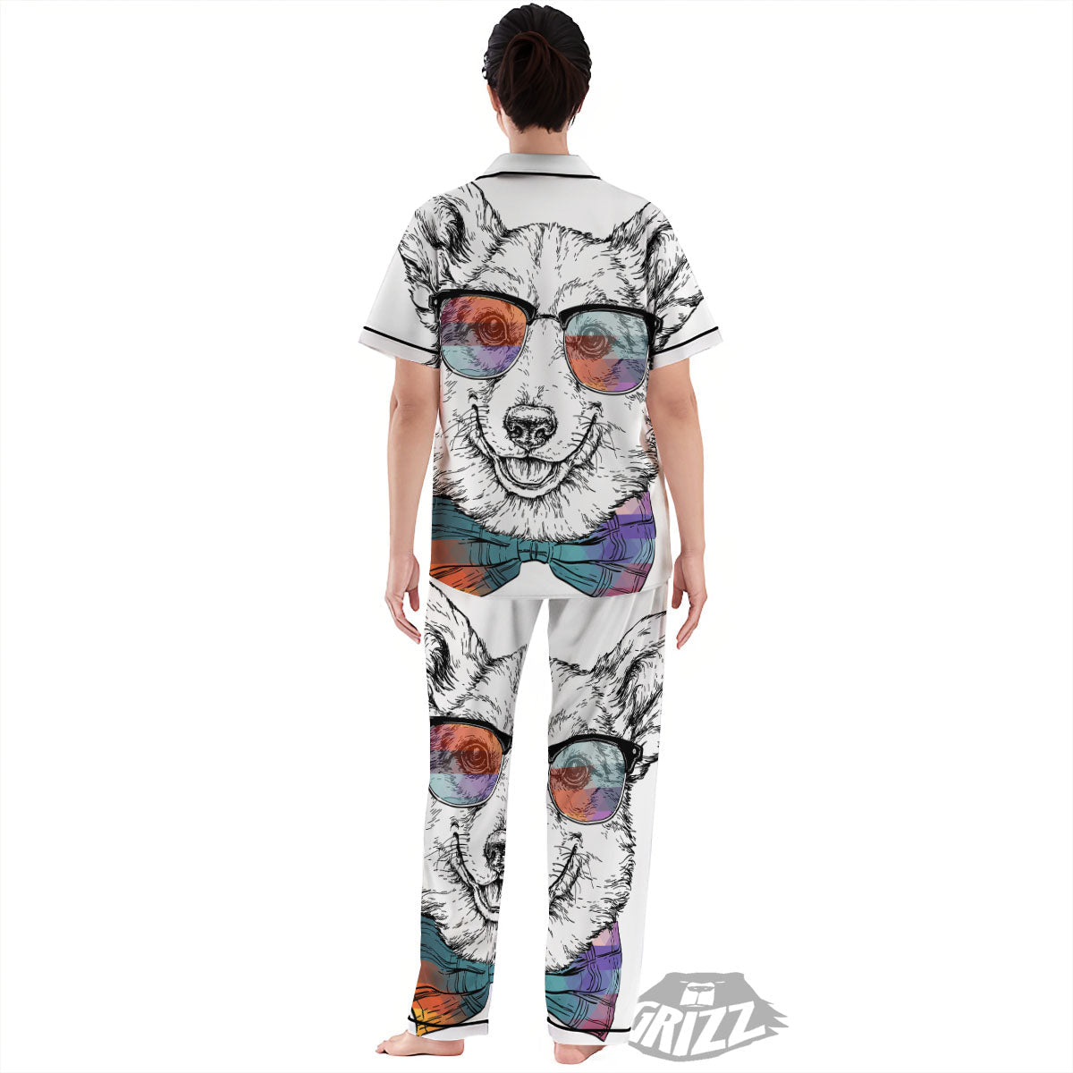 Pembroke Welsh Corgi Hipster Print Women's Pajamas Set-grizzshop